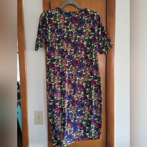 Lularoe Julia Dress, Rose Print - Picture 2 of 7